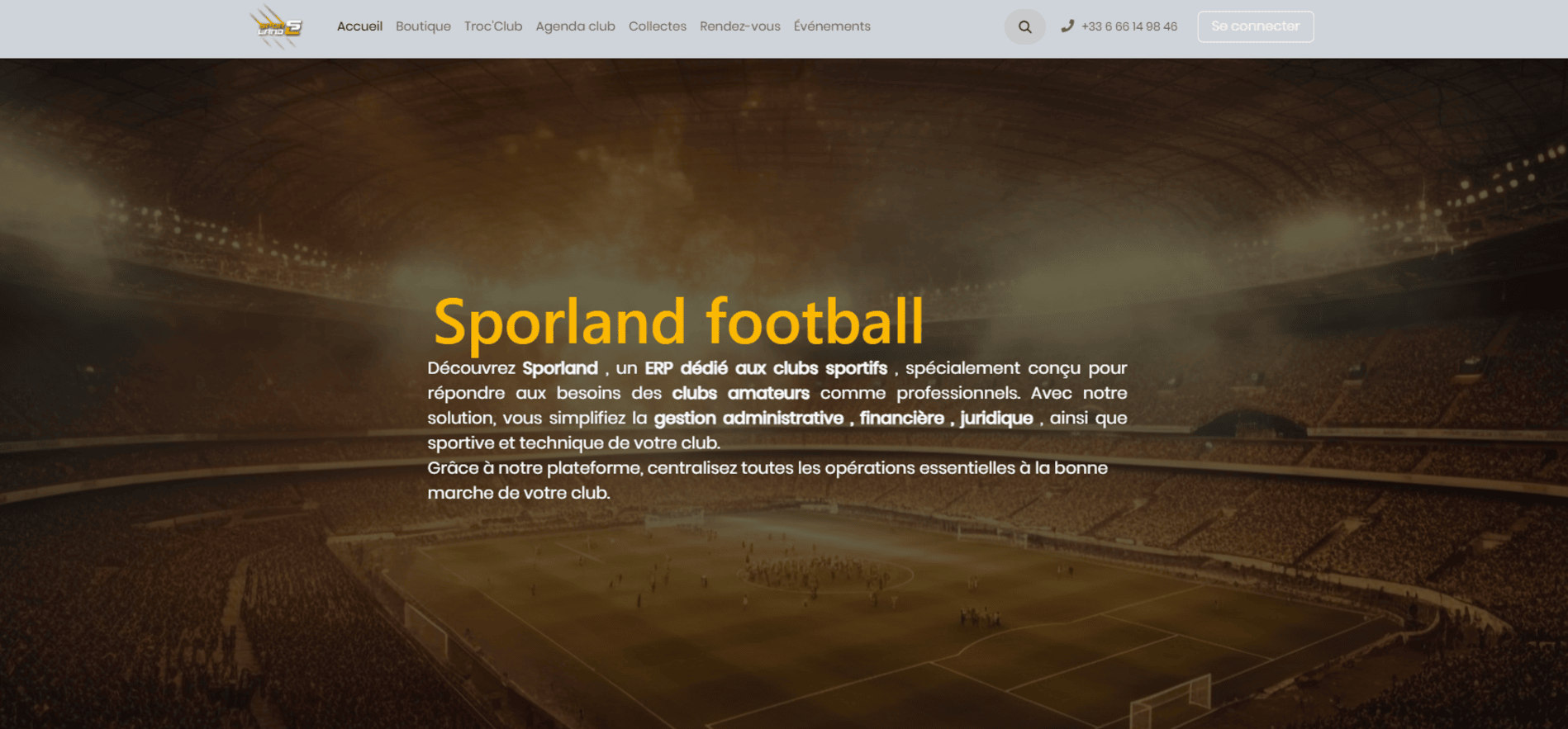 Développement et maintenance des modules Odoo pour l'application web Sporland Football.